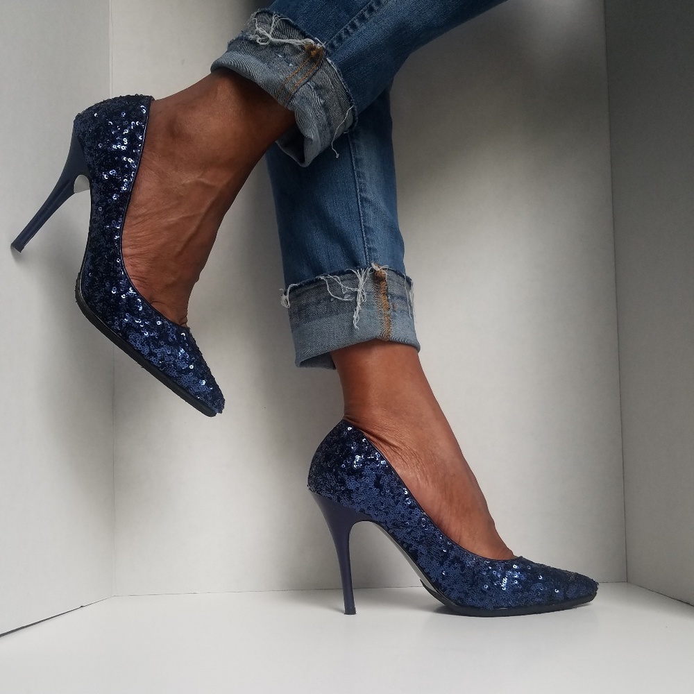 Blue Sequins Heels - E Live From The Red Carpet